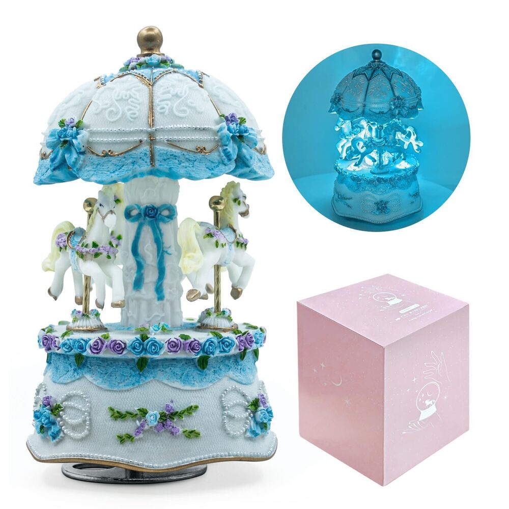 8084 Carousel Music Box๏ผLuxury Color Change LED Light Music Box,Luminous